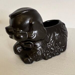 Vintage puppy flower planter painted bronze color
